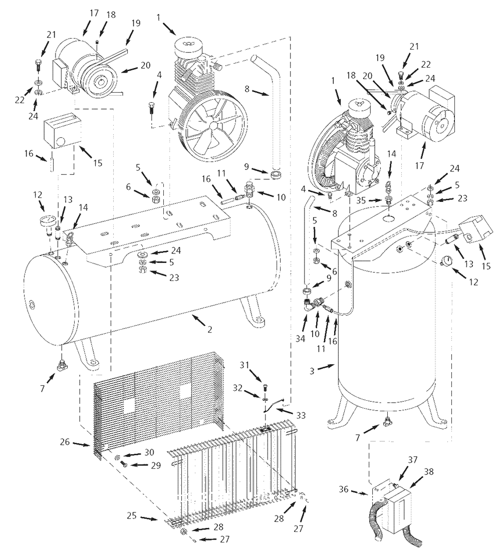 Air-Compressor Parts Diagram and Parts List for CE700000AJ  Campbell Hausfeld Compressor